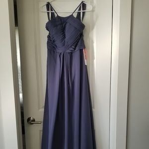 Storm Blue, Floor-Length Chiffon Bridesmaid dress